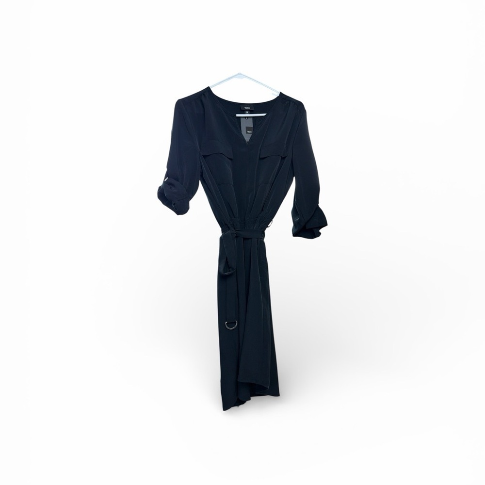 Black Roll Sleeve Dress
